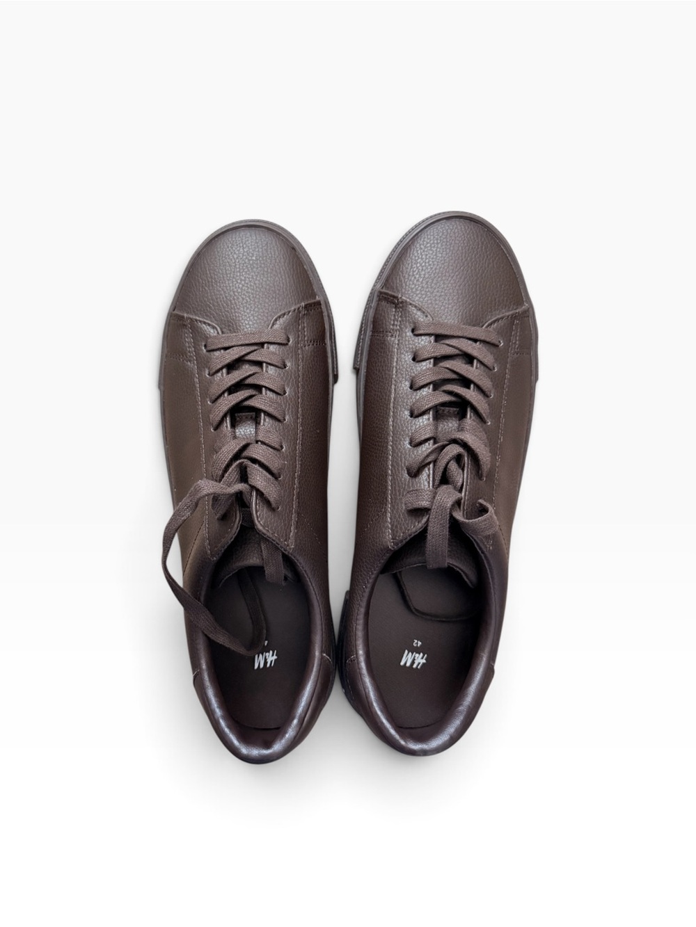 H&M Dark Brown Leather Lace-Up Sneakers